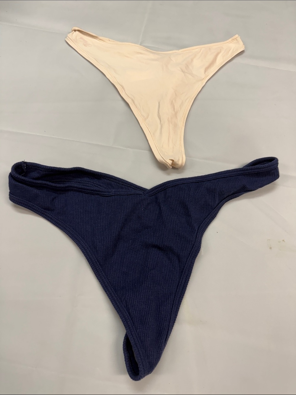 PINK Victoria's Secret Two-Pack Thong Panties - Cream & Navy